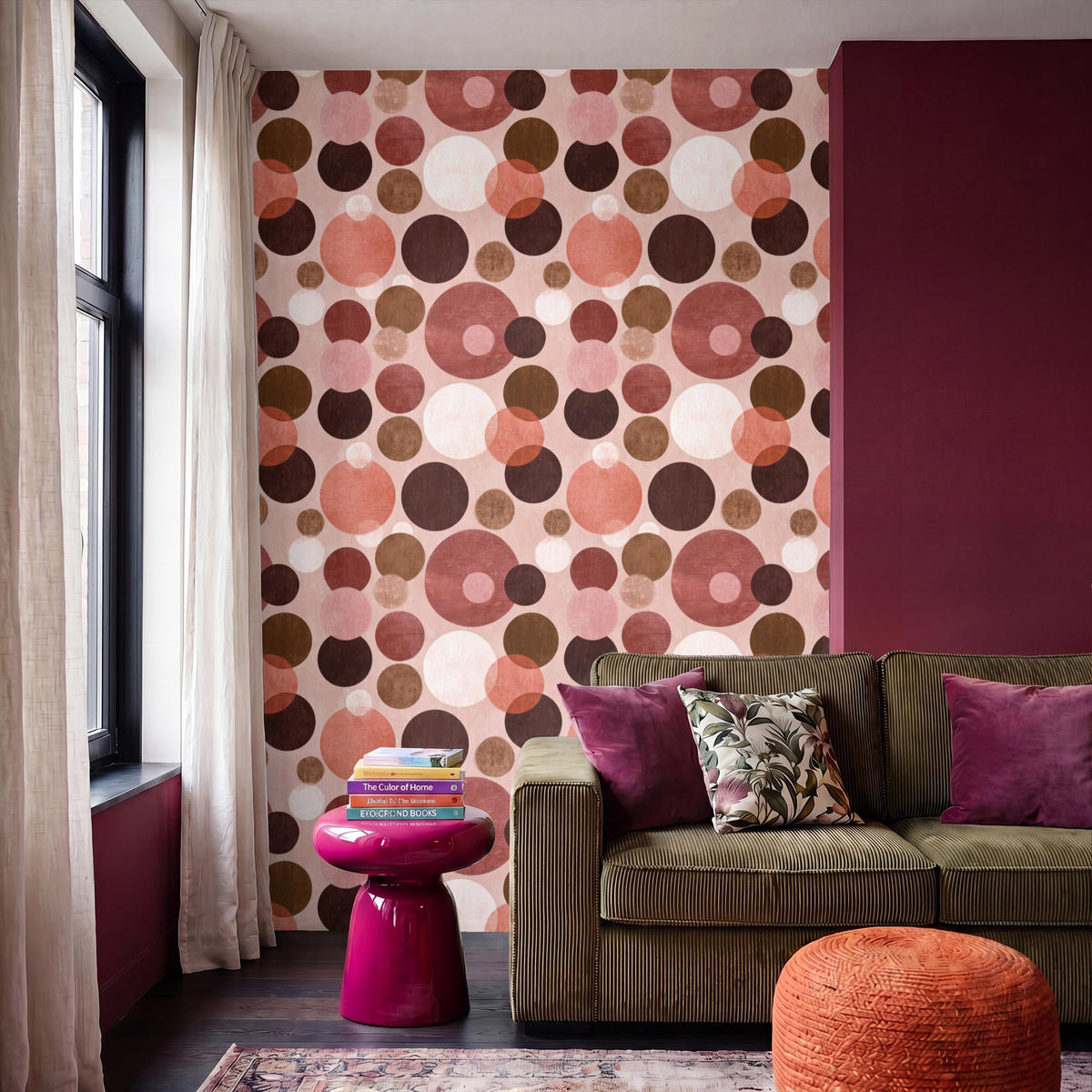 TAPETE - Kreise - Modern - Farbenfroh - 180x280 cm - Multicolor, Papier (180/280cm) - OnlyWow