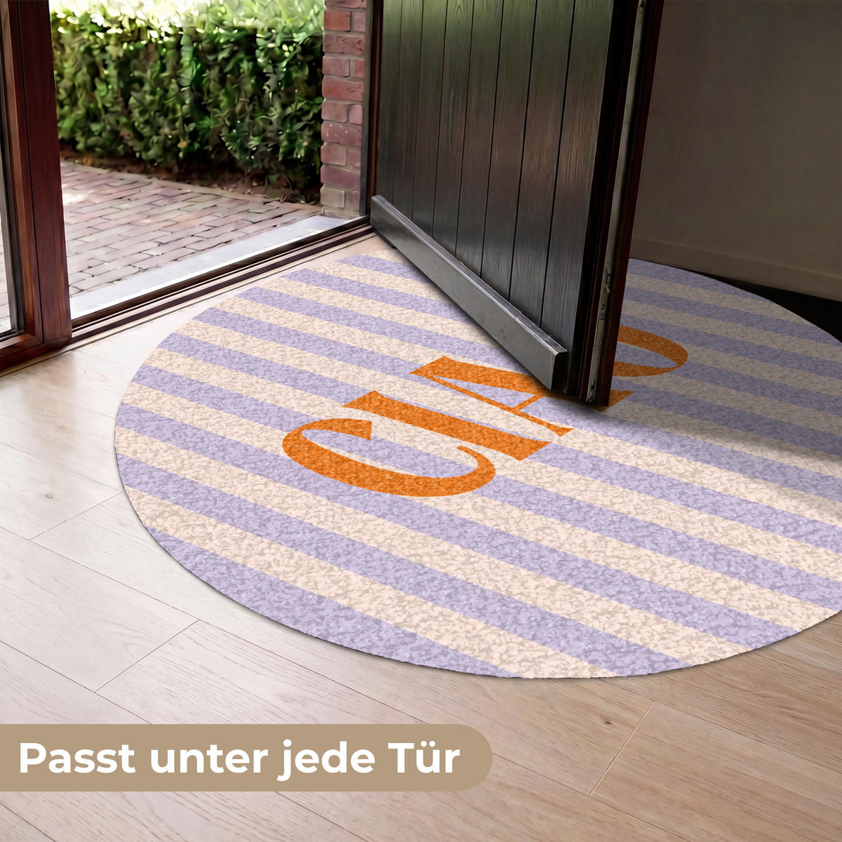 FUSSMATTE Ciao - Zitat - Pastell - Streifen Schmutzfangmatte 120x120 cm - Flieder, Kunststoff (120/120cm) - MuchoWow