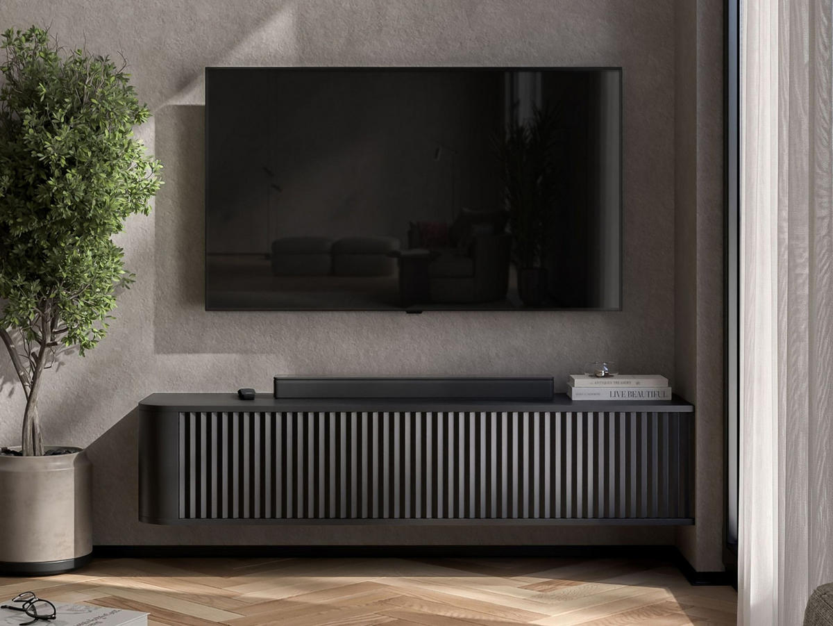 TV komoda Aurora matná čierna 140 cm - čierna, kompozitné drevo (140/30/35cm) - Meble Lindner