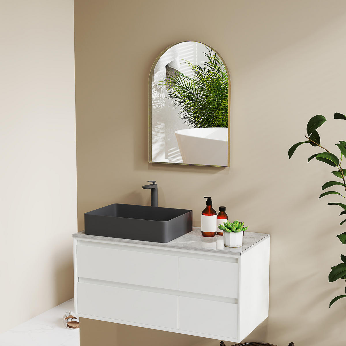 BADEZIMMERSPIEGEL DE-15155 50/70 cm mit Aluminiumrahmen Or - Goldfarben, Glas (3/70/50cm) - ComfortXL