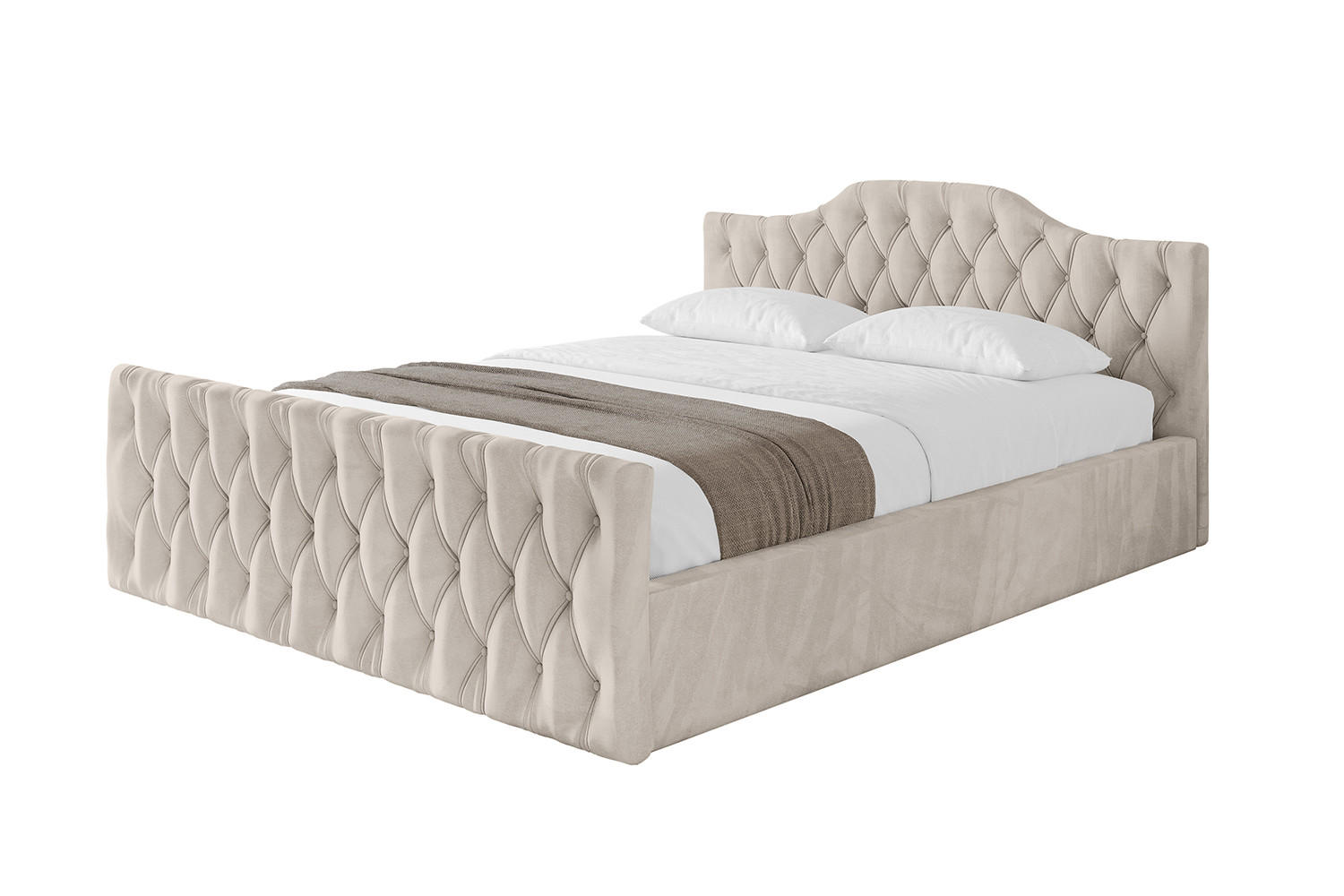 POLSTERBETT mit Bettkasten, Fußteil und Lattenrost, Boxbett ohne Matratze - FALIO-Z-V1 180x200 Beige - Beige, Holzwerkstoff/Textil (180/200cm) - ALTDECOR