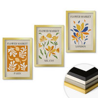 WANDBILDER 3er Set - 20x30 cm Goldrahmen - Blumenposter Paris Mailand London - Goldfarben, Kunststoff (20/30cm) - ArtPrintCave