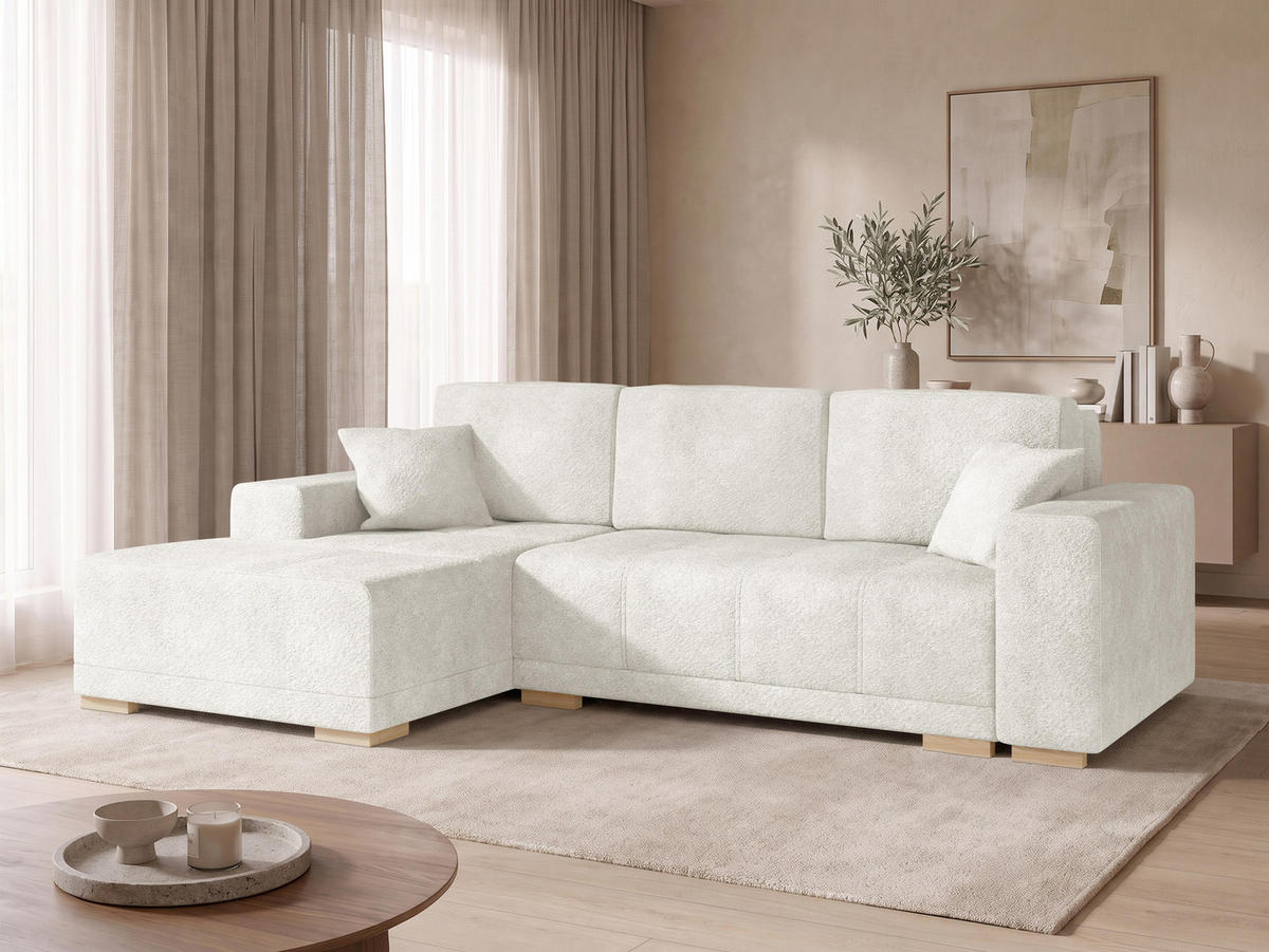 ECKSCHLAFSOFA Bello, Seite: Links - Creme/Naturfarben, Holz/Textil (240/140cm) - MIRJAN24