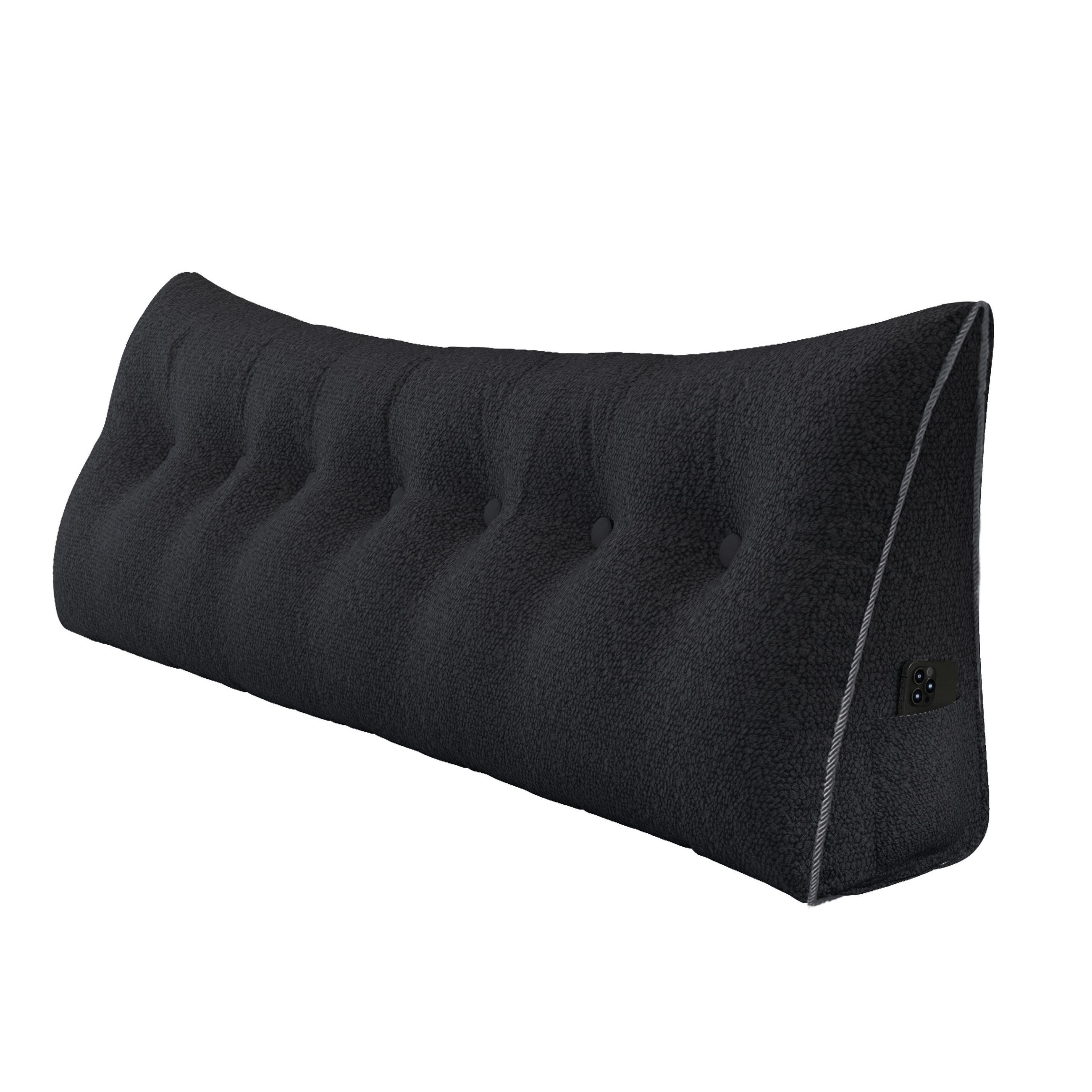 RÜCKENKISSEN Plüsch Schwarz 200 cm - Schwarz, Textil (50/200cm) - Vercart