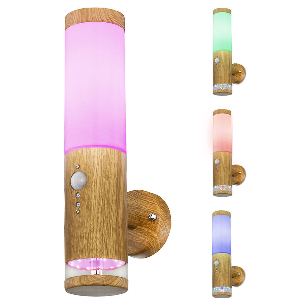 LED AUSSENLEUCHTE Holzoptik Braun Edelstahl - Braun, Metall (14.2/8.5/35cm) - Globo Lighting