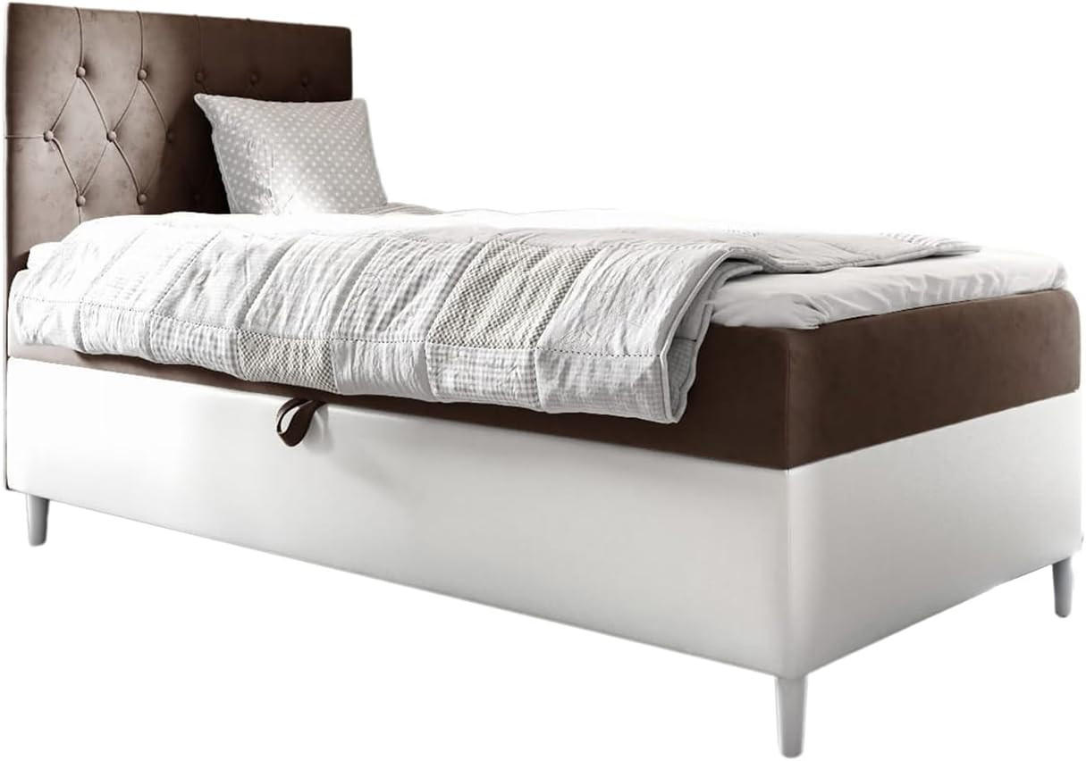 Meblini Kinderbett Braun, Weiß 82x208 cm