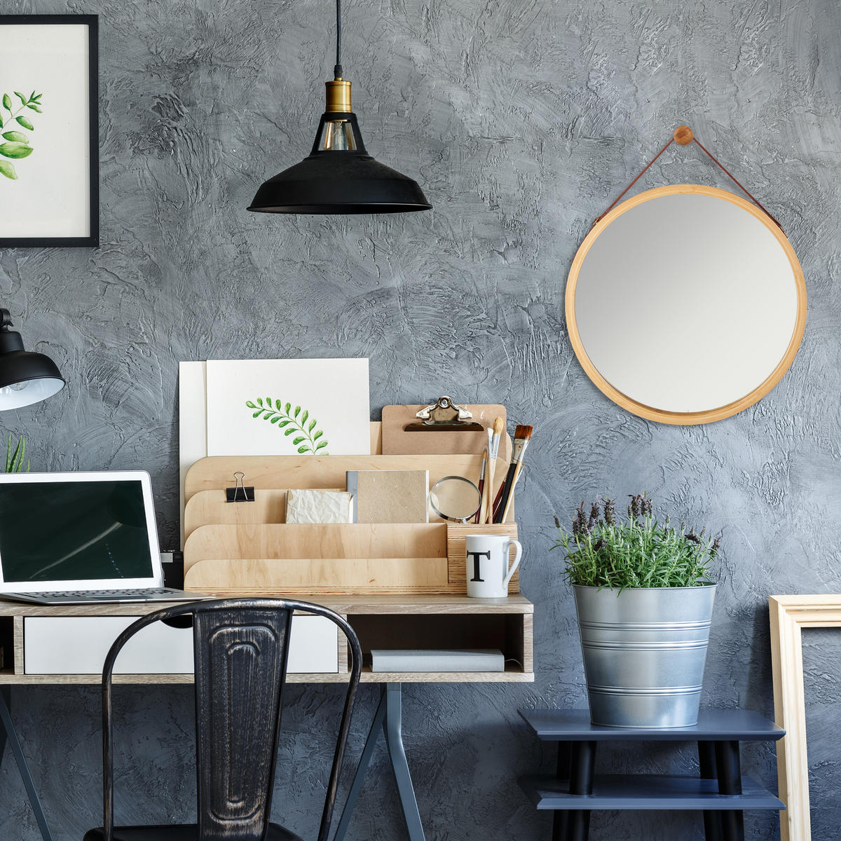 HÄNGESPIEGEL - Multicolor, Glas/Holz (45/45/2cm) - Relaxdays