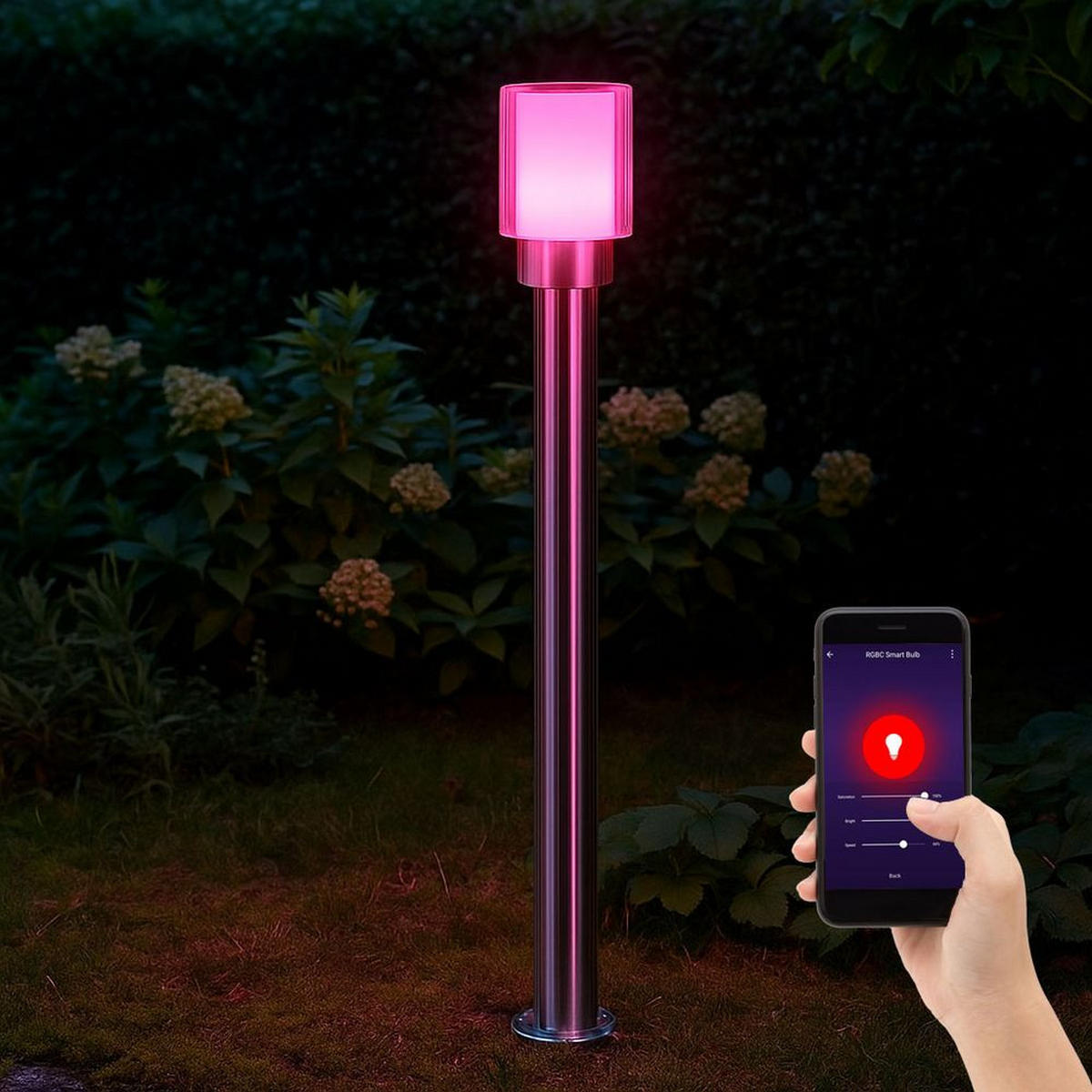 LED STEHLEUCHTE PITA Edelstahl Silber - Silberfarben, Metall (12/12/80cm)