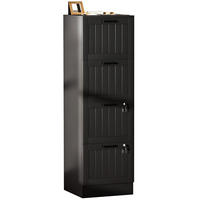 AKTENSCHRANK DE-14515 4 Schubladen abschließbar mit Hängeakten Schwarz - Schwarz, Holzwerkstoff (40/131/40cm) - ComfortXL