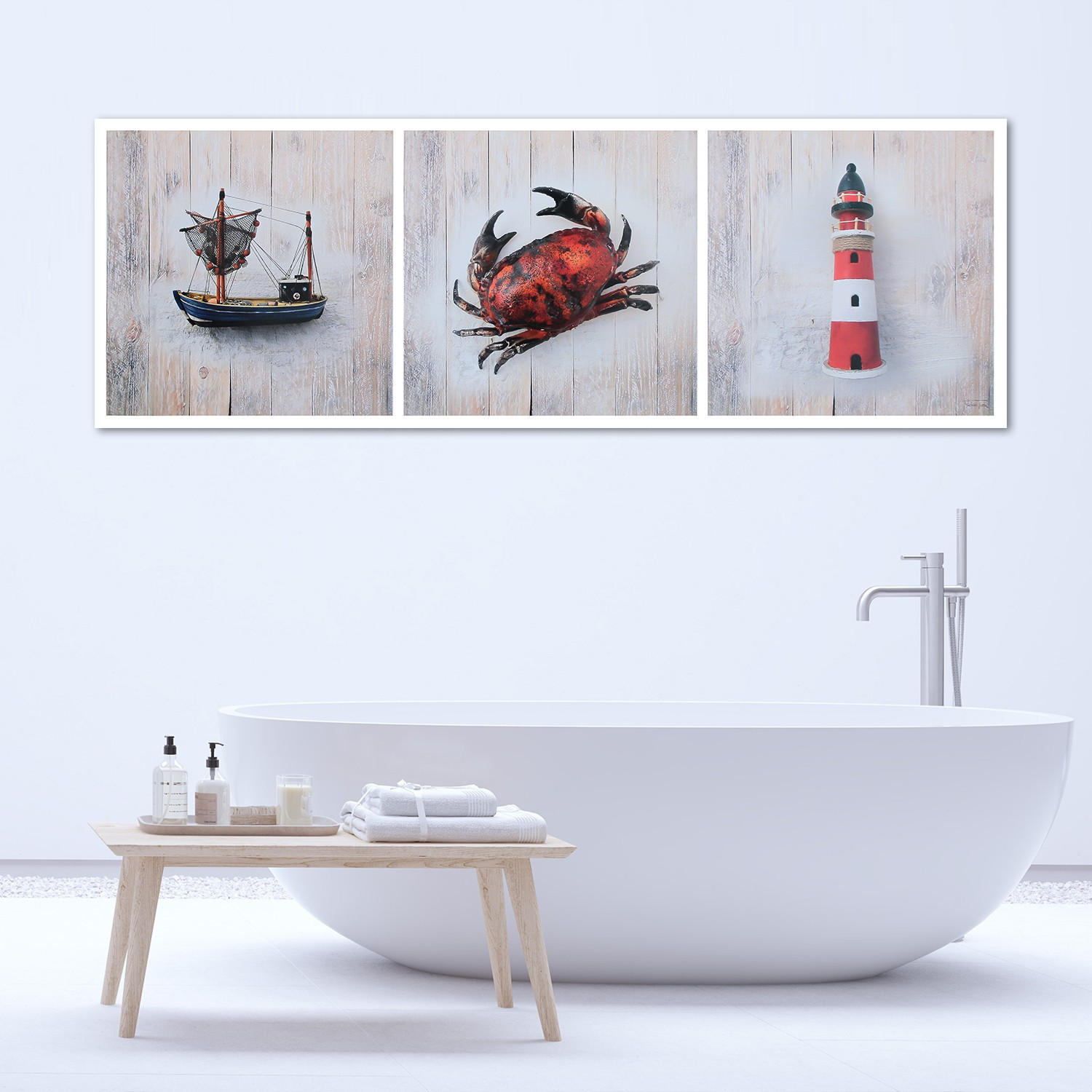 WANDBILD maritime elemente - Rot, Textil (90/30cm) - Feeby