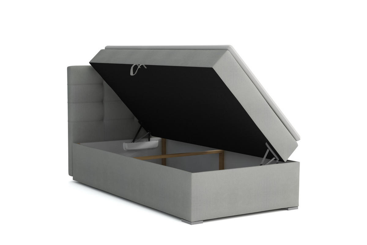 BOXBETT FLO 90/200 in Velours Beige links H4 - Beige, Holz/Holzwerkstoff (90/200cm) - Deine Möbel 24