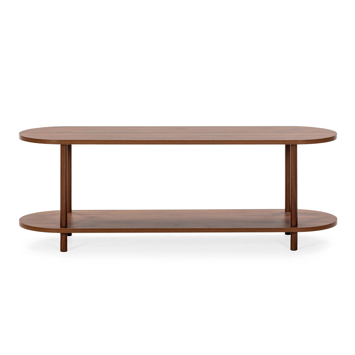 COMODĂ TV Montana cu 2 rafturi, aspect de nuc comun - culoare nucă, compozit lemnos (130/45/38cm) - VS Venta-stock