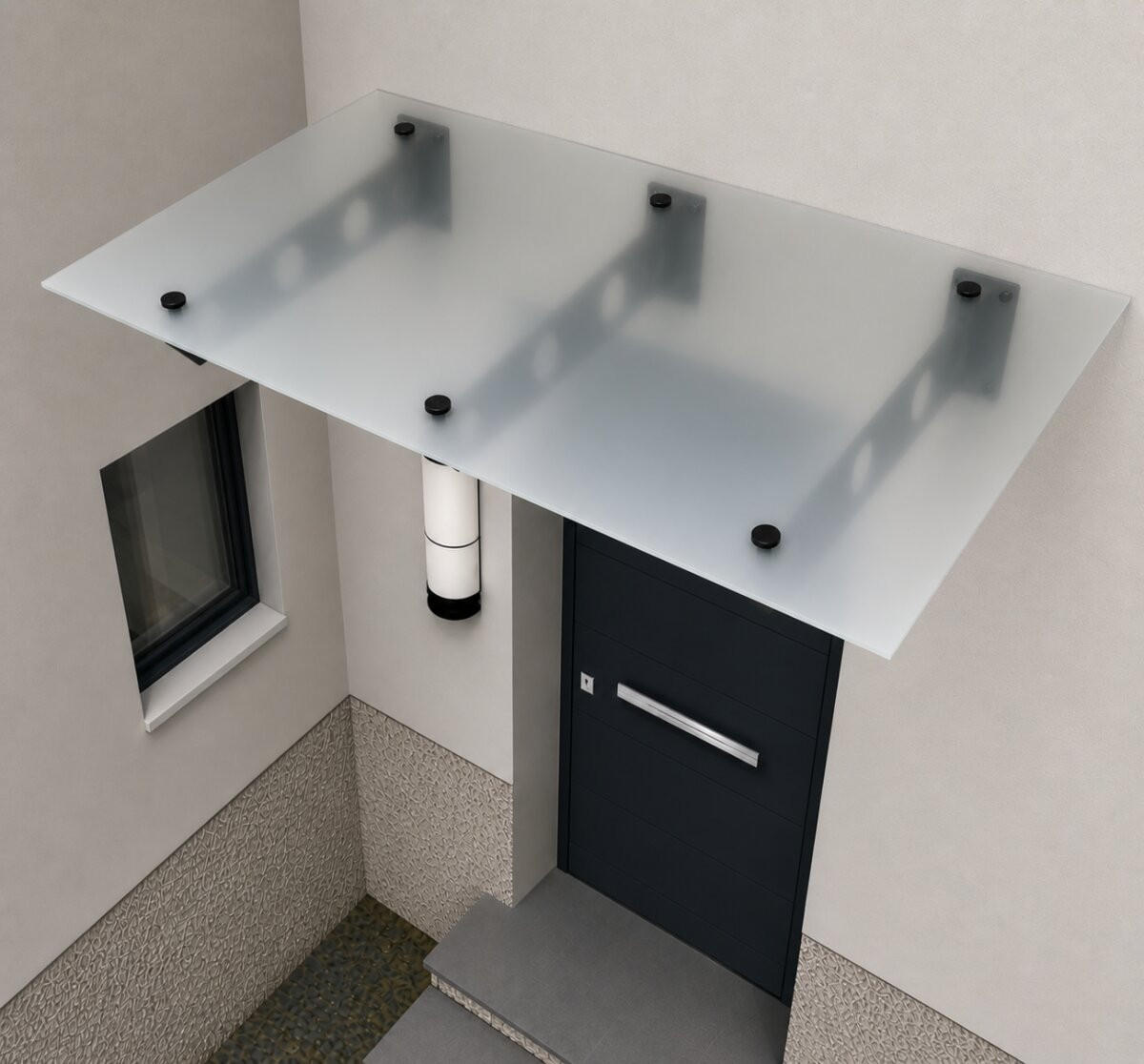 GLASVORDACH 250x90 cm Sicherheitsglas Edelstahl Satiniert S-Schwarz - Weiß, Glas (250/1.31/90cm) -  Glaswerk Westfalen