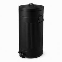 TRETEIMER Schwarz 30 l Soft-Close Metall - Schwarz, Kunststoff/Metall (29.5/67/29.5cm) - Relaxdays