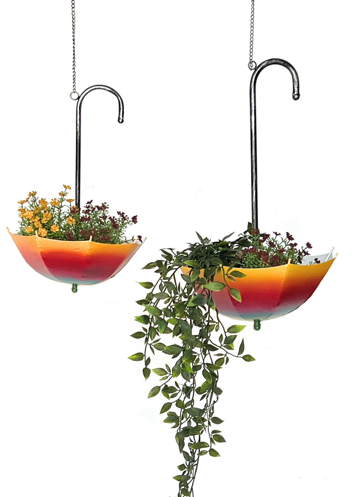 BLUMENAMPEL 2er Set Regenschirm Metall - Multicolor, Metall (28/72/28cm) - DanDiBo