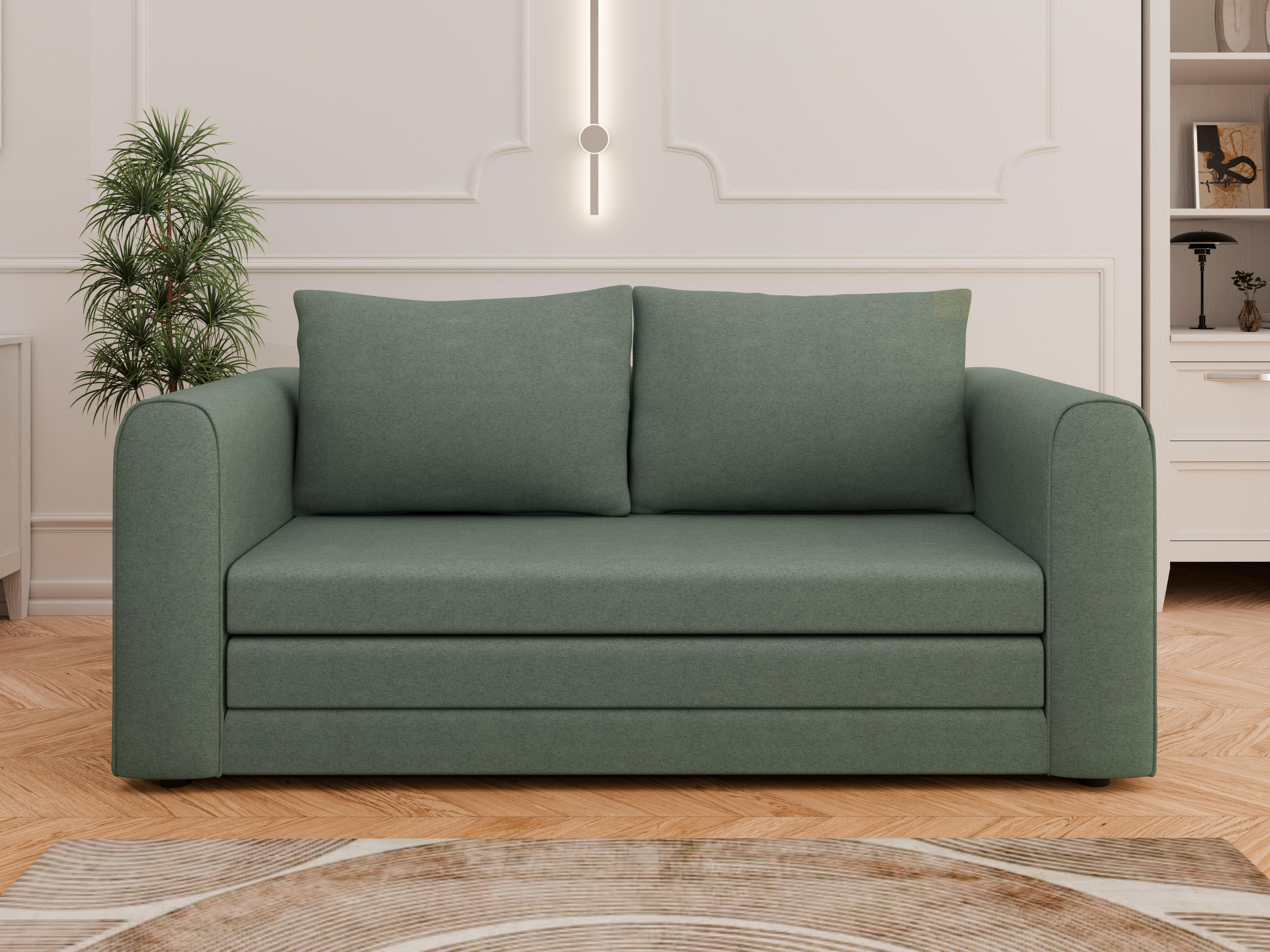SCHLAFSOFA Arelis Schlafsofa mit Bettfunktion, grün - Grün, Holz (160/78/69cm) - Panda Möbel