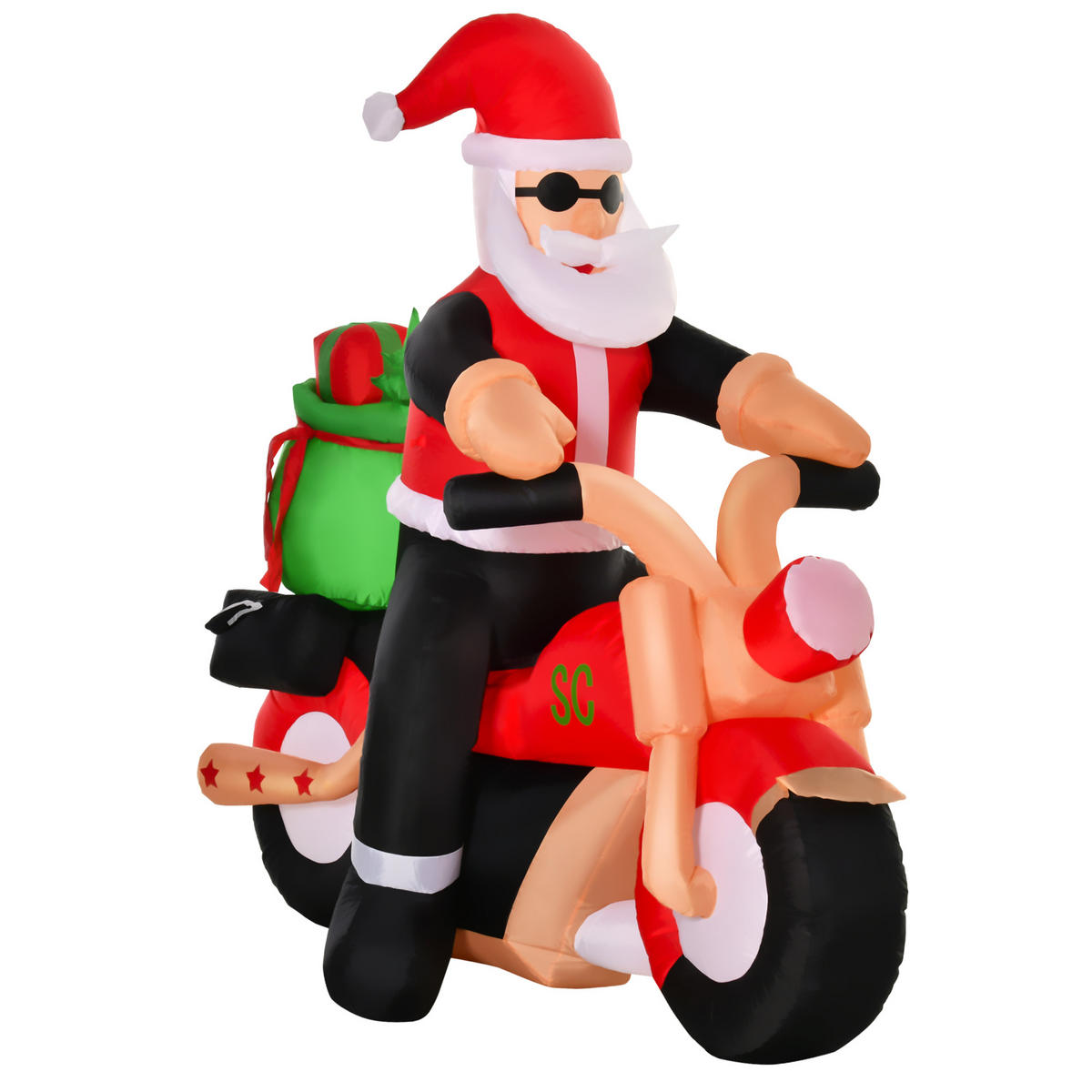 AUFBLASBARER Weihnachtsmann, Polyester, Weiß+Rot+Grün - Multicolor, Kunststoff (55/150/153cm) - HOMCOM