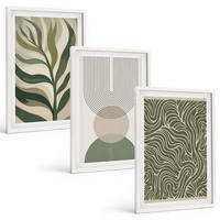 BILDER SET 3er Set - 40x60 cm Weißer Rahmen - Geometrische Blattformen - Weiß, Kunststoff (40/60cm) - TULUP