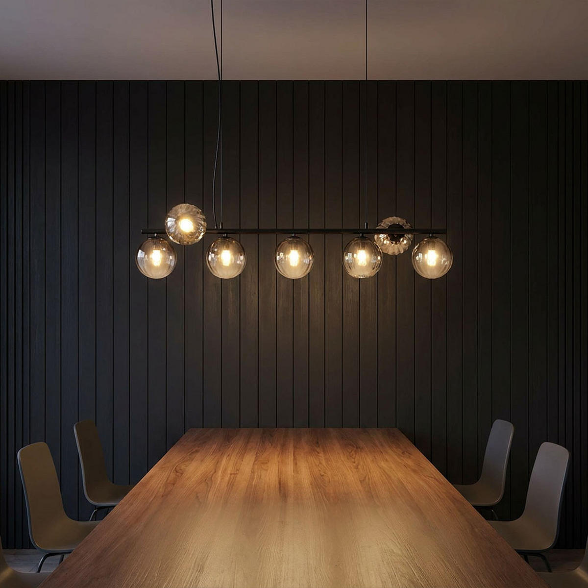 HÄNGELEUCHTE DALLERTA Metall, Schwarz, Glas, Rauchoptik - Schwarz, Glas (95/17.5/120cm) - Globo Lighting