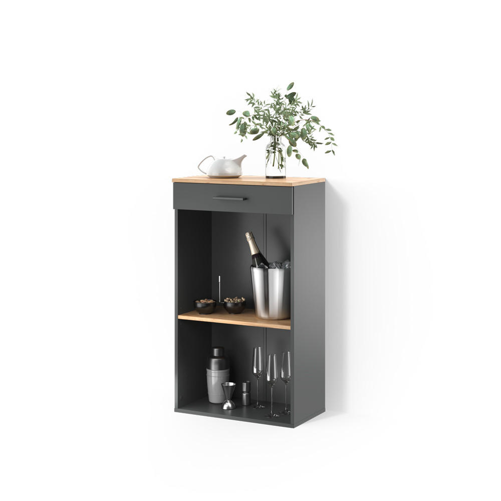 Livinity® Weinregal Eiche, Anthrazit 60x106x34.5 cm