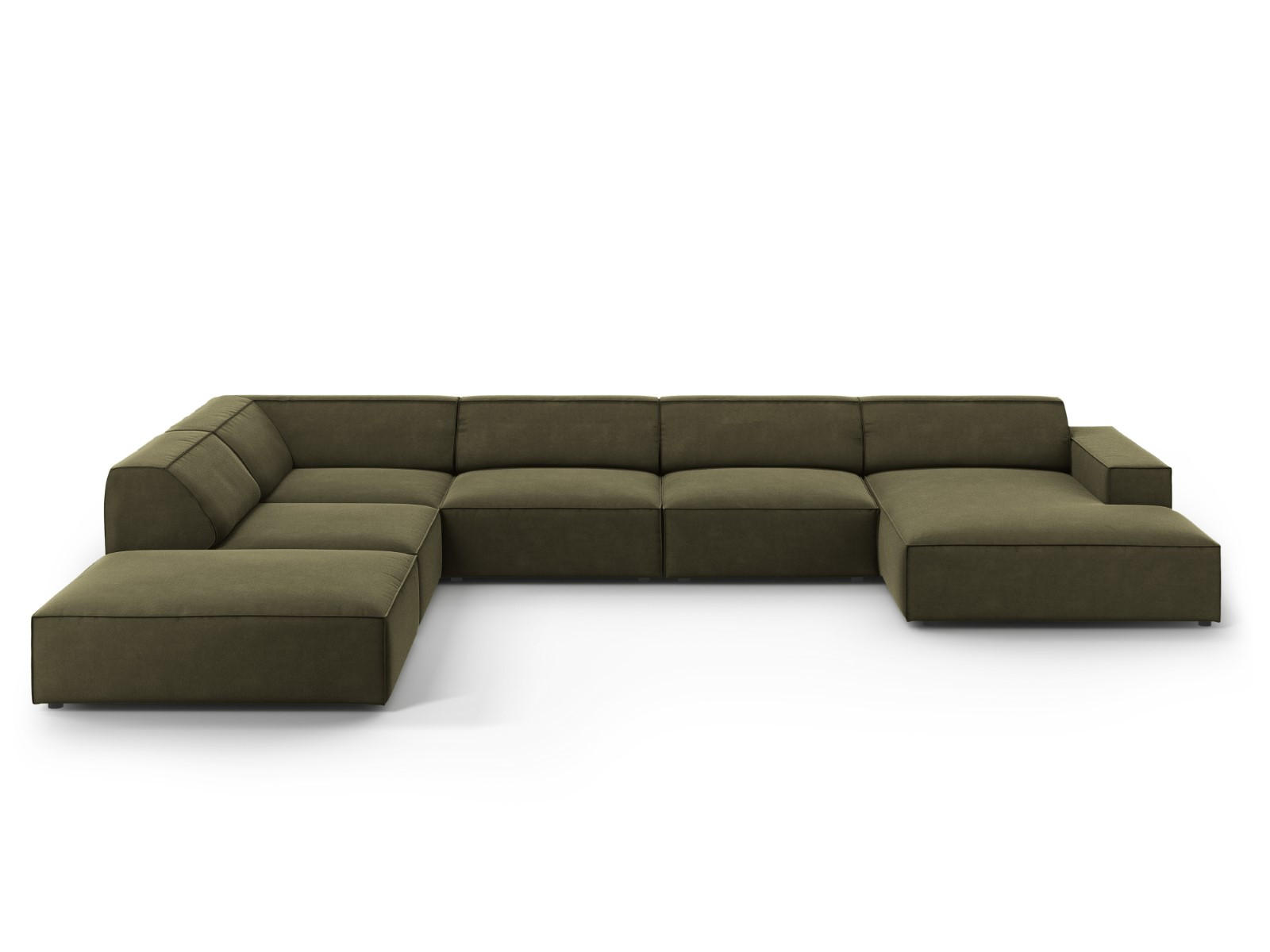PANORAMASOFA links Jodie aus Samt grün 7 Sitzplätze - Grün, Textil (262/70/364cm) - Micadoni