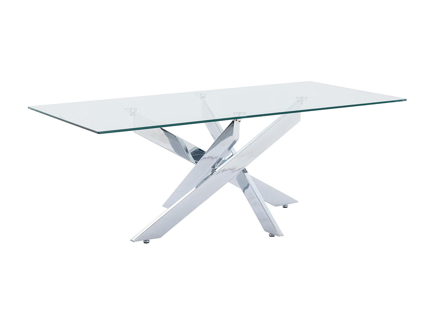 COUCHTISCH - Sicherheitsglas & Verchromtes Metall - Transparent - COSIMA - Chromfarben, Glas (120/60/45cm) - Vente-Unique