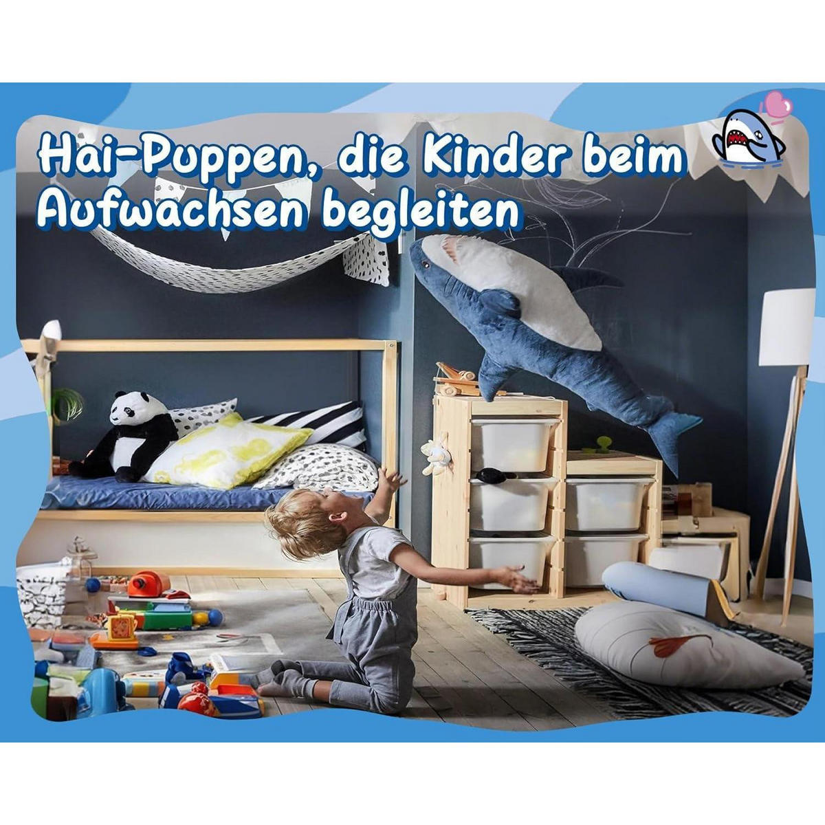 PLÜSCHTIER Hai 100 cm Blau - Blau, Textil (30/100cm)