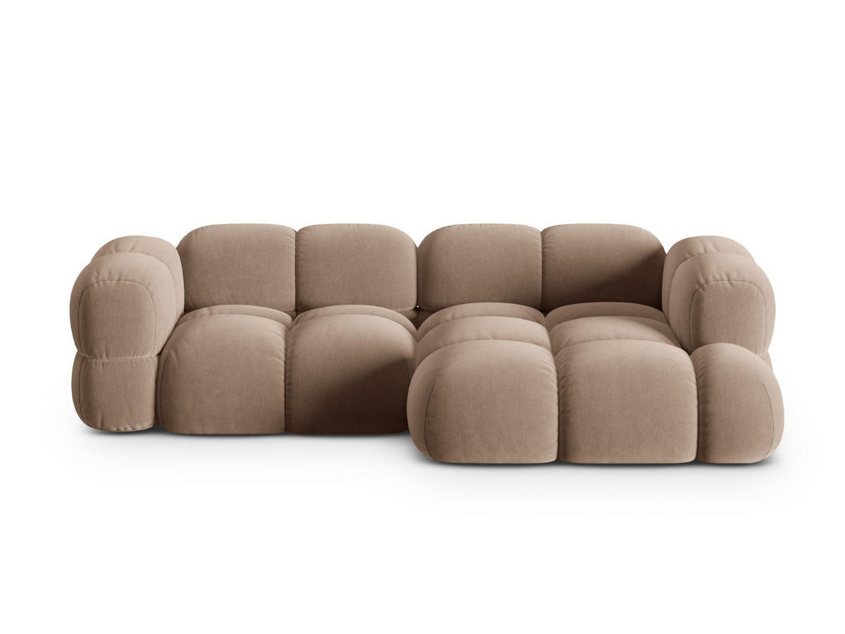 ECKSOFA rechts Loretto aus Samt dunkelbeige 3 Sitzplätze - Mokka, Textil (147/250cm) - Cosmopolitan Design
