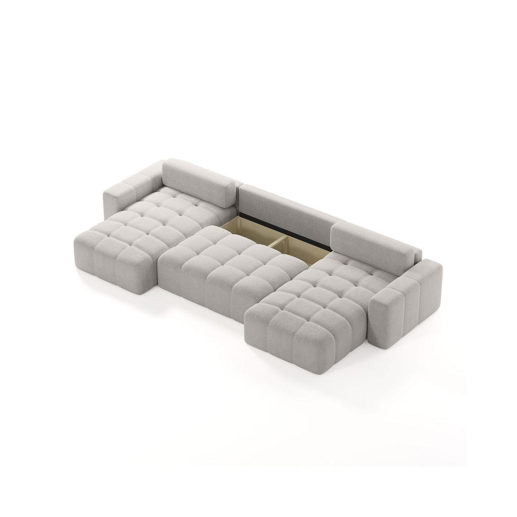 Thumbnail - Meblito Ecksofa, Hellgrau, Textil, U-Form, 386x70x155 cm, Wohnzimmer, Sofas & Couches, Wohnlandschaften, Wohnlandschafte...