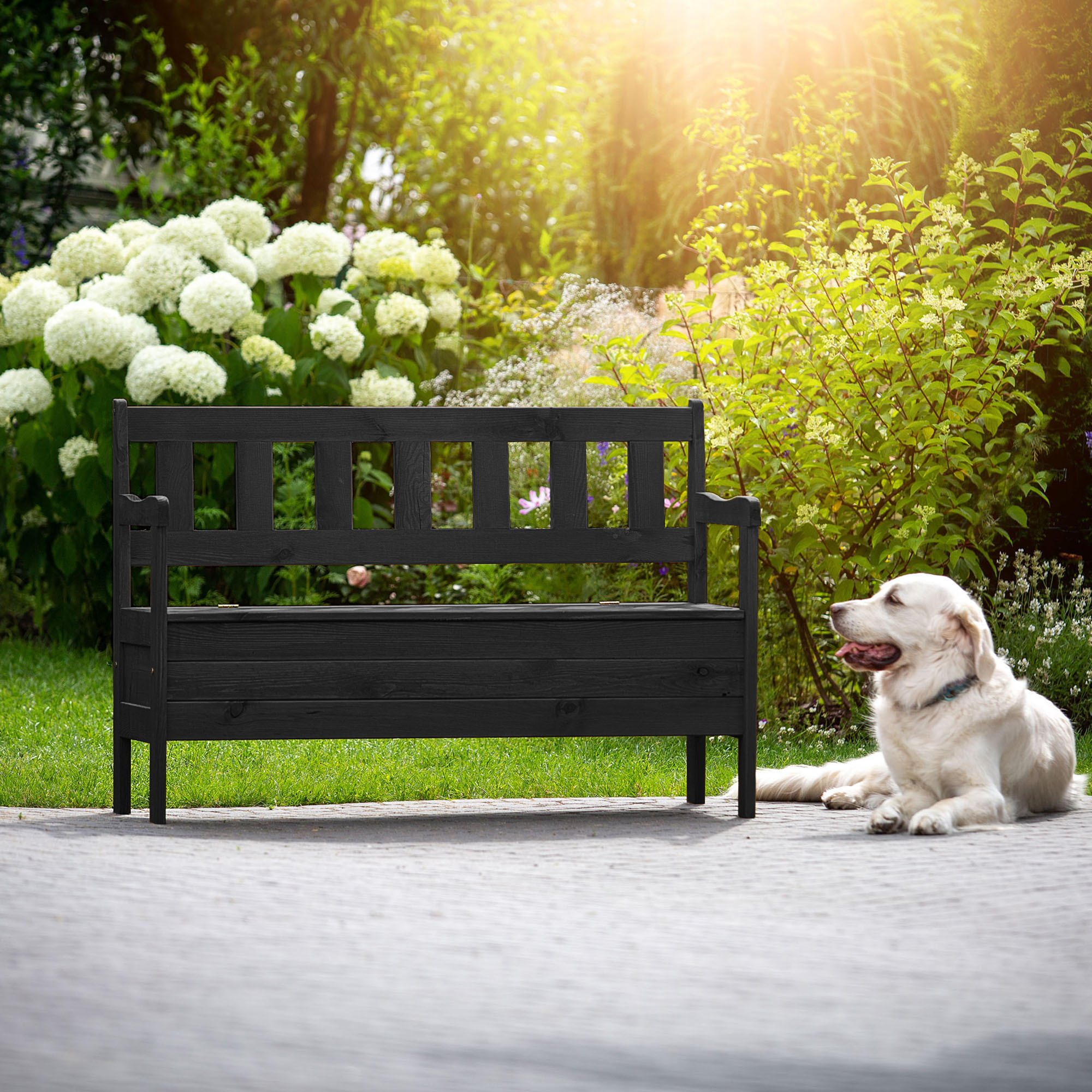 Thumbnail - Kadax Gartenbank, Anthrazit, Holz, 120x47 cm, Gartenmöbel, Gartenbänke