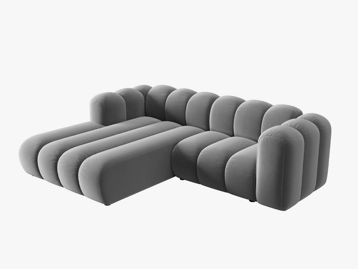 ECKSOFA modular links Lupine aus Samt grau 3 Sitzplätze - Grau, Textil (177/230cm) - Micadoni