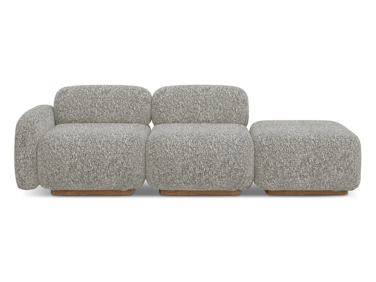 3-SITZER SOFA Rechts Strukturstoff Stoff Beige - Beige/Braun, Holz/Textil (258/73/95cm) - Makamii
