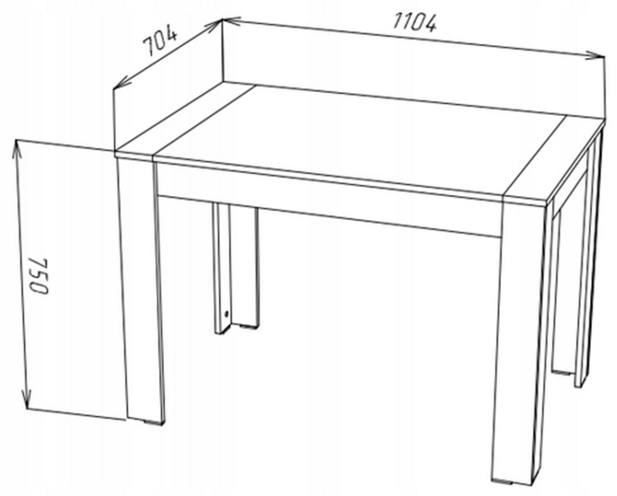 TISCH CR3-VEGA Schwarz-Wotan Eiche 110/60/75 cm - Eiche Wotan/Schwarz, Holzwerkstoff (60/110.4/75cm)