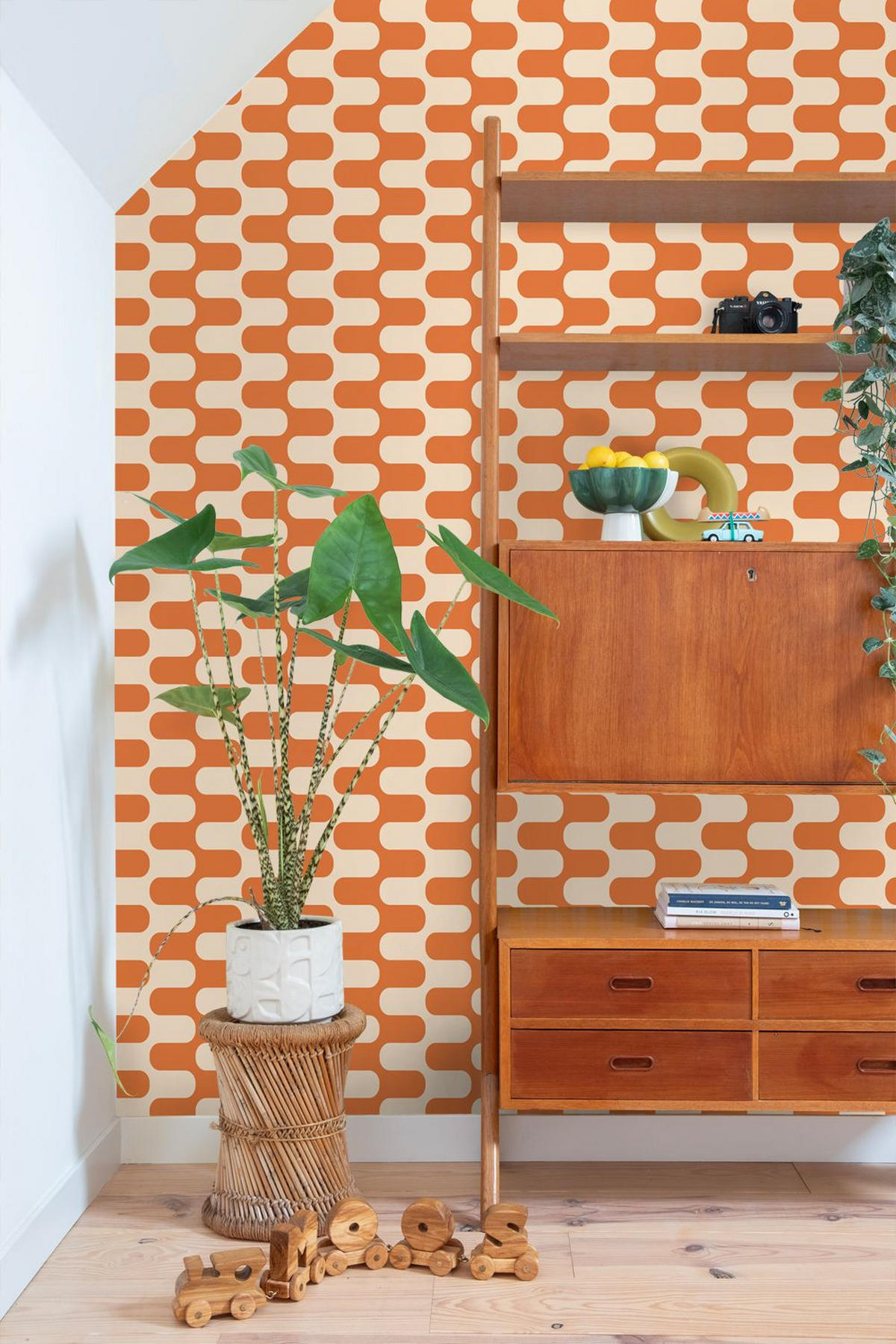 TAPETE Wellenlinien 50 x 900 cm - Orange, Papier (50/900cm) - ESTAhome