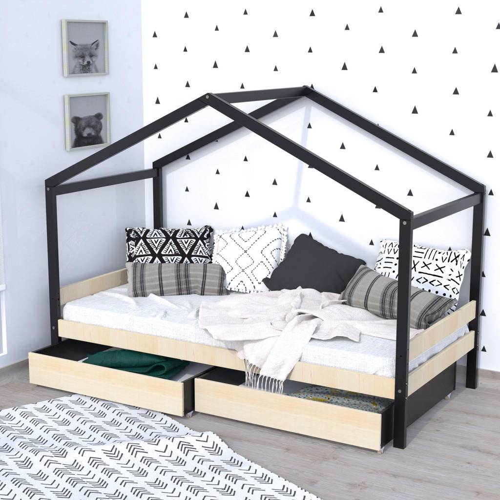 Thumbnail - Weber Industries Hausbett, Mehrfarbig, Holzwerkstoff, 2 Schubladen, 90x190 cm, Kinder- & Jugendzimmer, Kindermöbel, Kind...