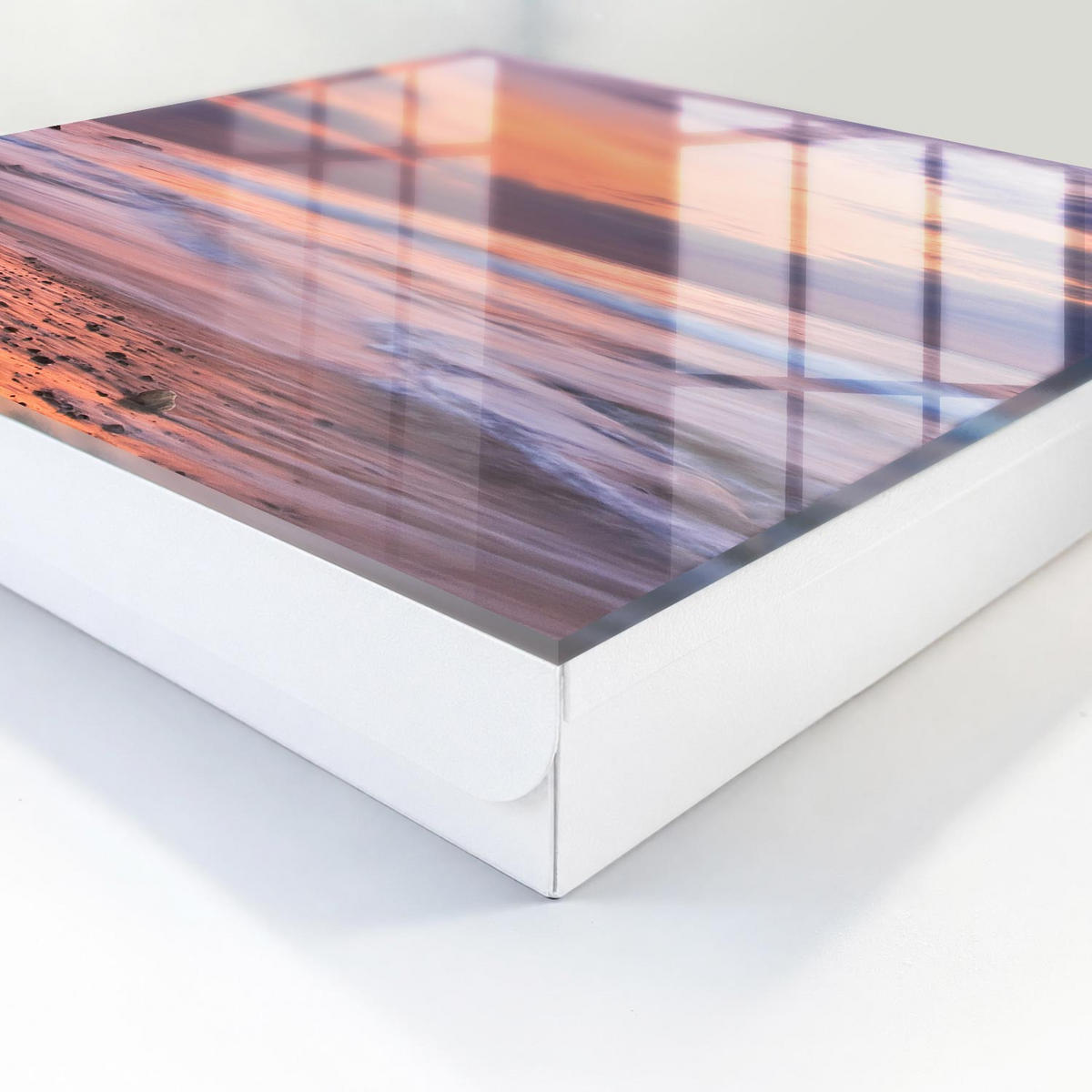 SCHLÜSSELBOX Weiß 30x30 cm – Türöffnung nach rechts - Sonnenuntergang - Pink, Metall (30/30/5cm) - TULUP