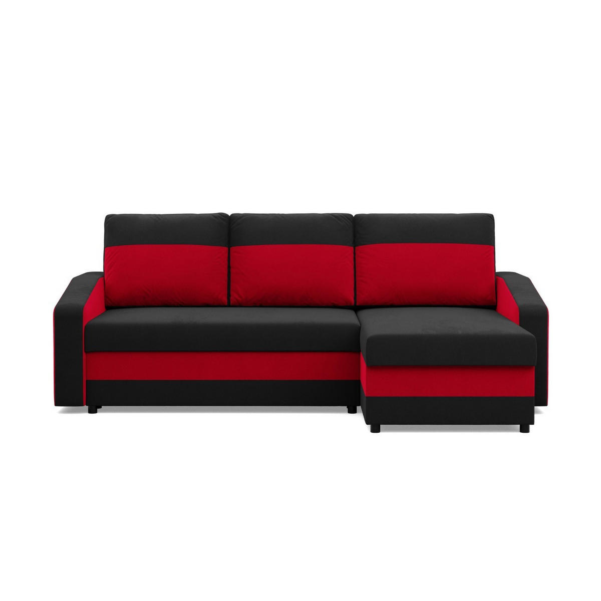 ECKSOFA MIT SCHLAFFUNKTION ORION, Schwarz + Rot - Rot/Schwarz, Textil (231/140cm)