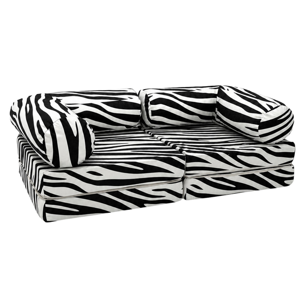 MODULARES Kindersofa Zebra – weiches Spielsofa zum Spielen und Entspannen - Weiß, Textil (142/25/71cm) - Bees & Blooms