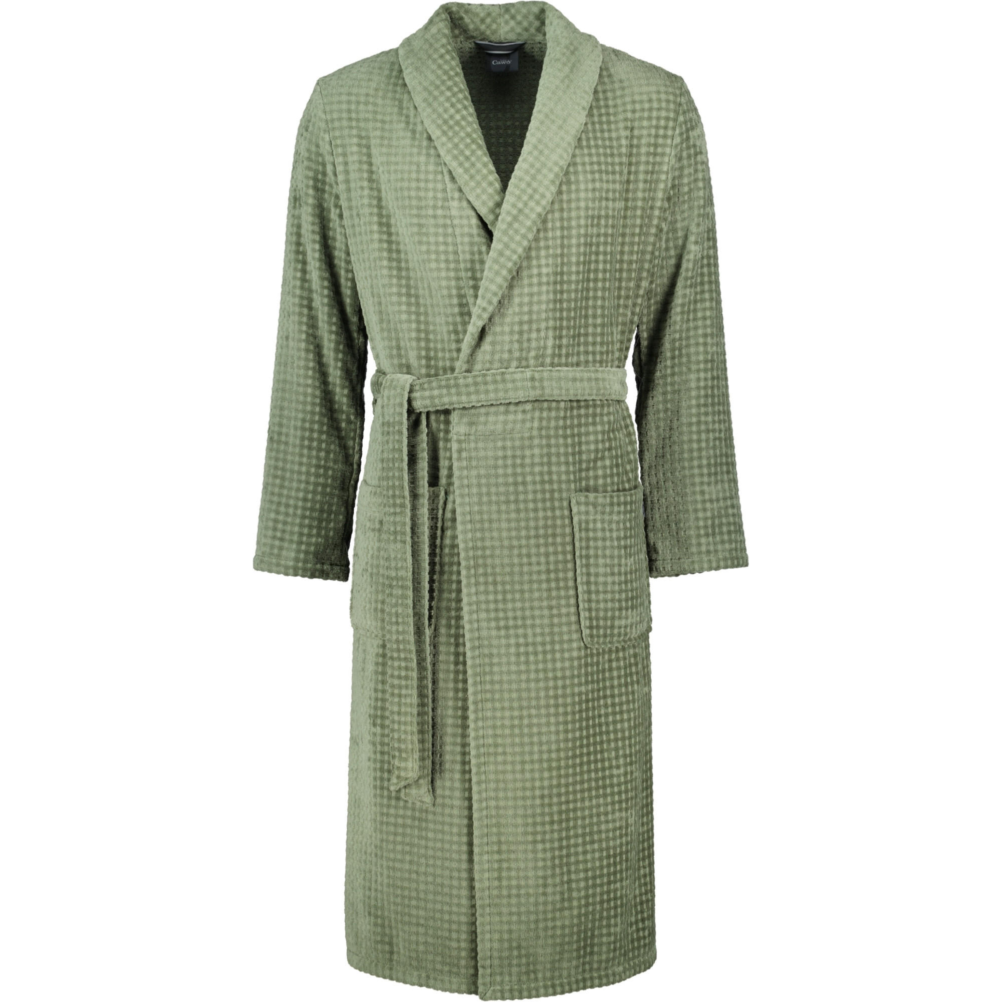 BADEMÄNTEL HERREN SCHALKRAGEN WAFFELPIQUÉ 6508 FIELD - 453 - Grün, Textil (Mnull) - Cawoe