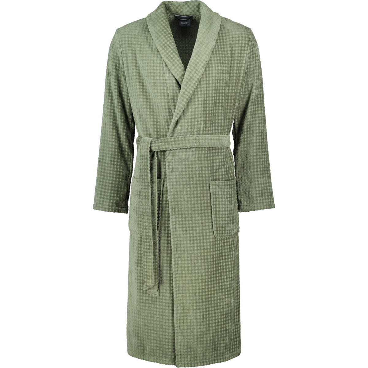 BADEMÄNTEL HERREN SCHALKRAGEN WAFFELPIQUÉ 6508 FIELD - 453 - Grün, Textil (Mnull) - Cawoe