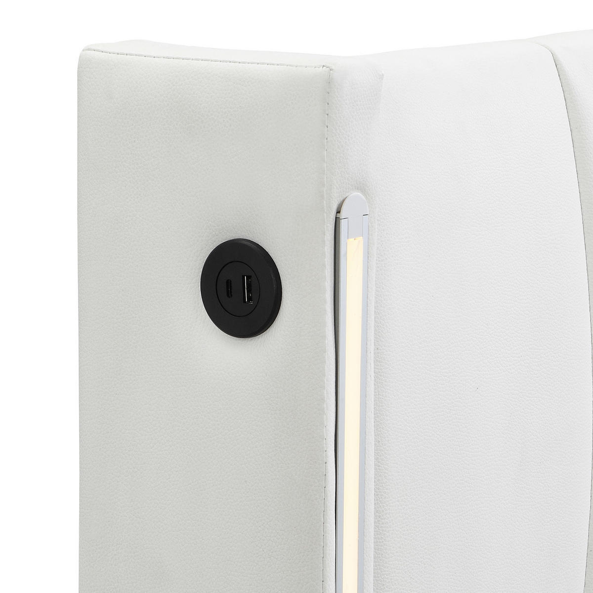 POLSTERBETT 140/190 cm Weiß aus PU mit LED und Stauraum - Weiß, Kunststoff (140/190cm) - OKMYHOME