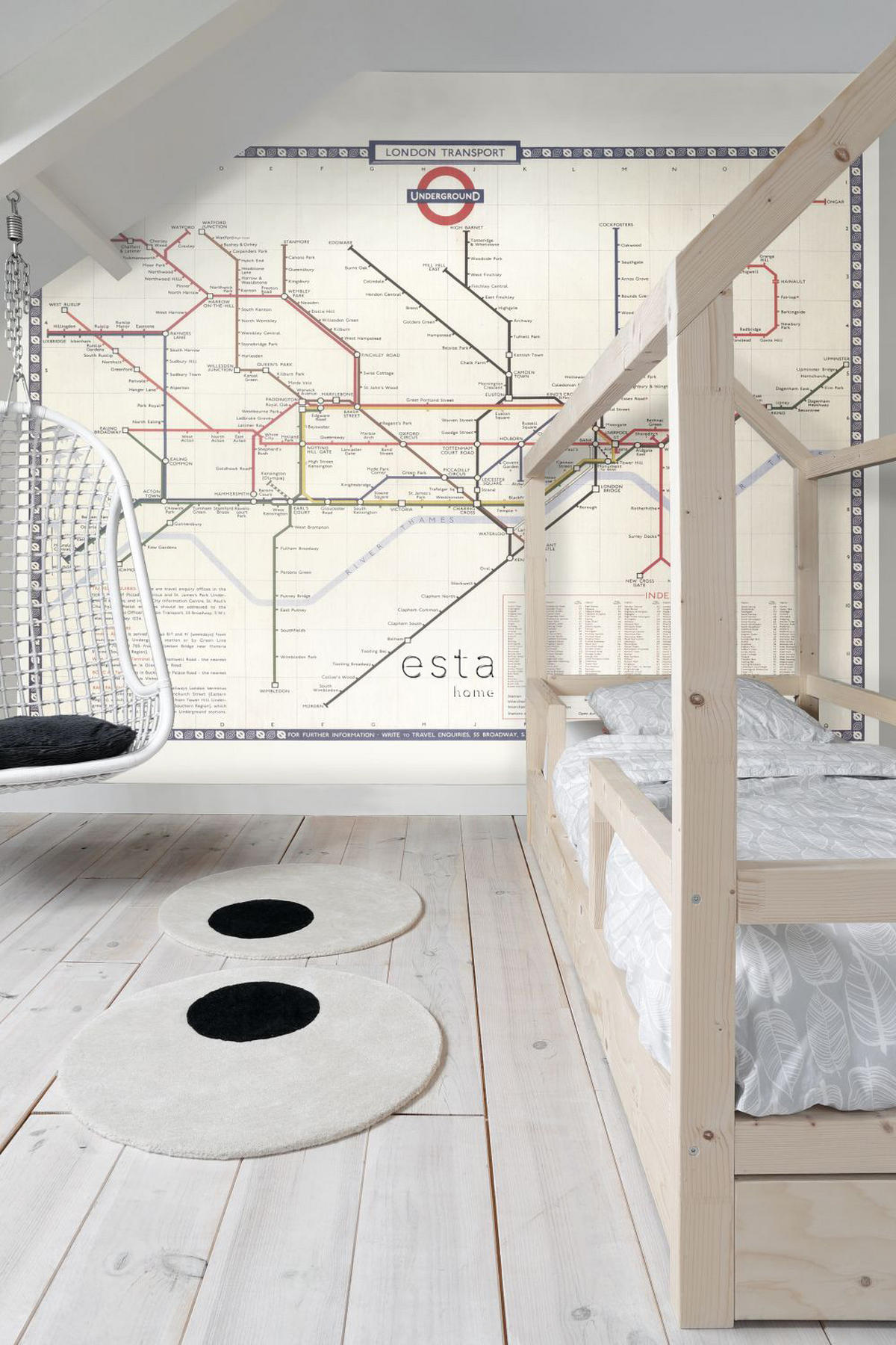 FOTOTAPETE Londoner U-Bahn-Karte 279 x 279 cm - Braun, Papier (279/279cm) - ESTAhome