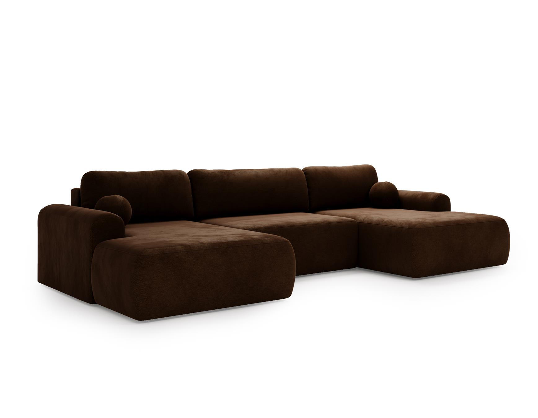 WOHNLANDSCHAFT Aurora Braun, mit Schlaffunktion in Vena Stoff - Braun, Holzwerkstoff/Textil (344/92/177cm) - Bettso