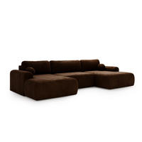 WOHNLANDSCHAFT Aurora Braun, mit Schlaffunktion in Vena Stoff - Braun, Holzwerkstoff/Textil (344/92/177cm) - Bettso