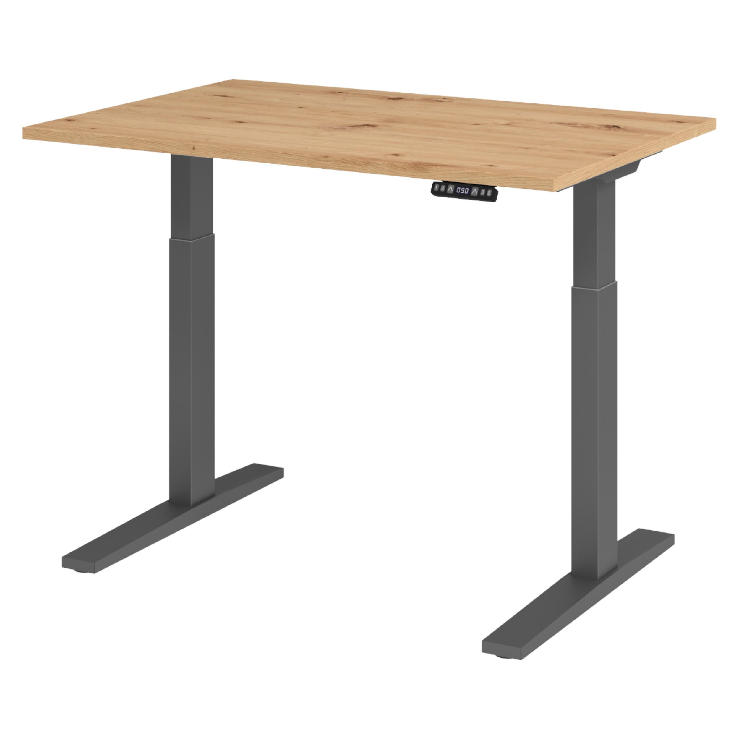 SCHREIBTISCH elektrisch XMKA 80/120/74 cm in Wildeiche/Graphitfarben - Wildeiche/Graphitfarben, Holzwerkstoff (80/120/74cm) - bümö