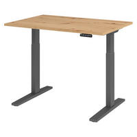 SCHREIBTISCH elektrisch XMKA 80/120/74 cm in Wildeiche/Graphitfarben - Wildeiche/Graphitfarben, Holzwerkstoff (80/120/74cm) - bümö