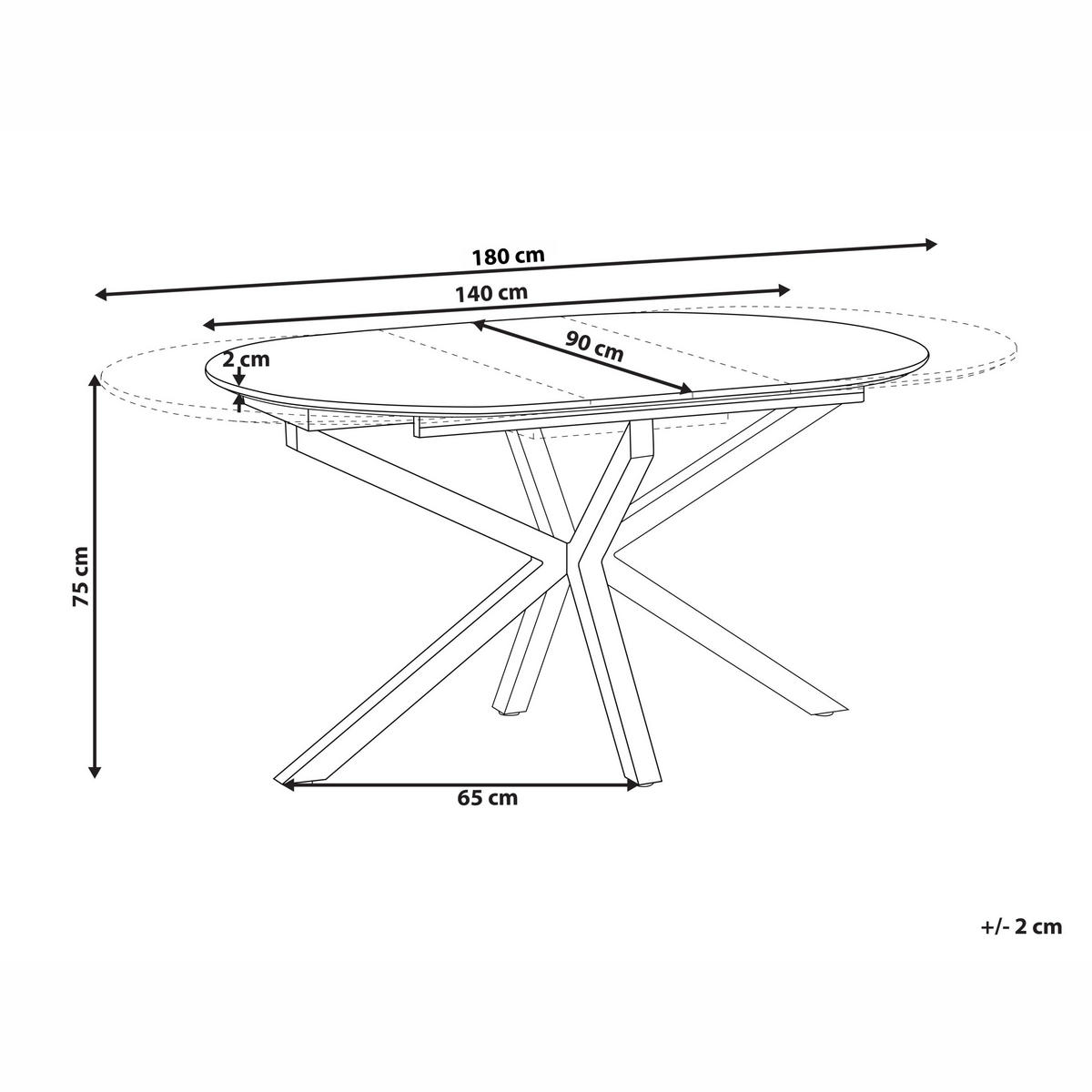 JÍDELNÍ STŮL vysunovací Hnědý 140-180/90 cm Macquarie - hnědá, kompozitní dřevo (140/90/75cm) - Beliani