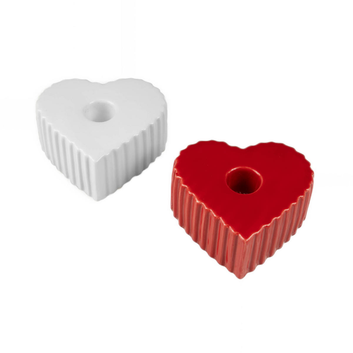 KERZENHALTER Anima Herzform 4/9 cm - Weiß, Keramik (8/4/9cm) - Boltze Home