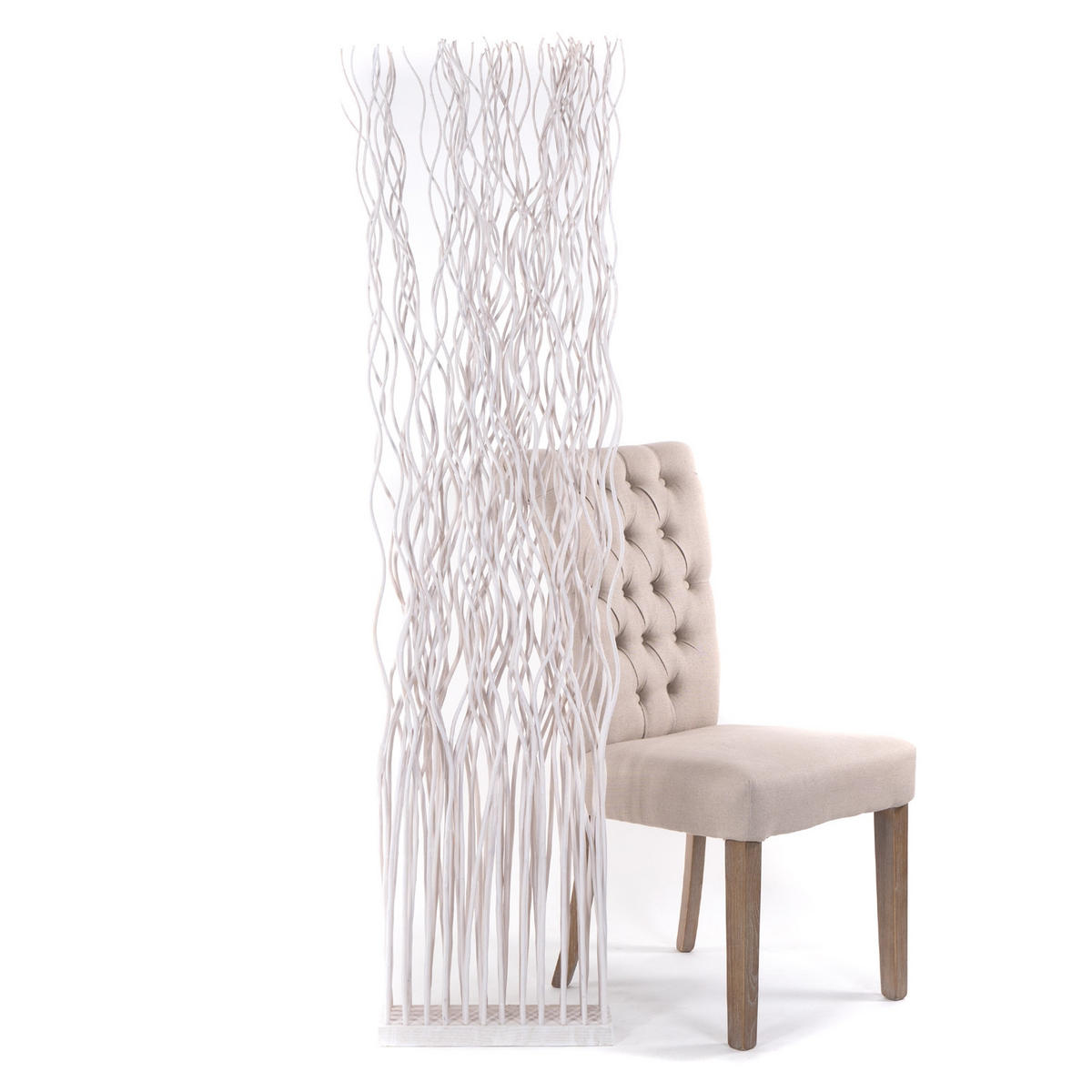 RAUMTEILER WAVE Weidenzweige weiß - Weiß, Naturmaterialien (40/170/12cm) - DESIGN DELIGHTS