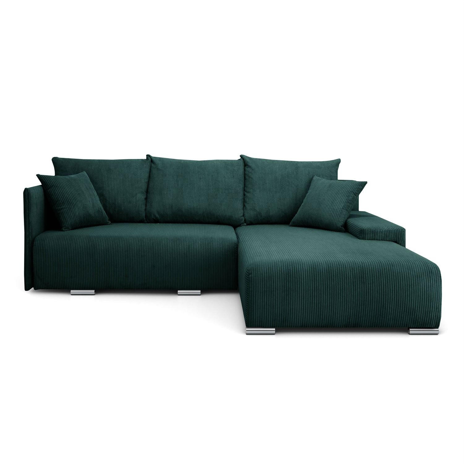 ECKSOFA LAVIO L mit Schlaffunktion und Bettzeugkasten Rechte - Grün, Textil (246/188cm) - Lookway